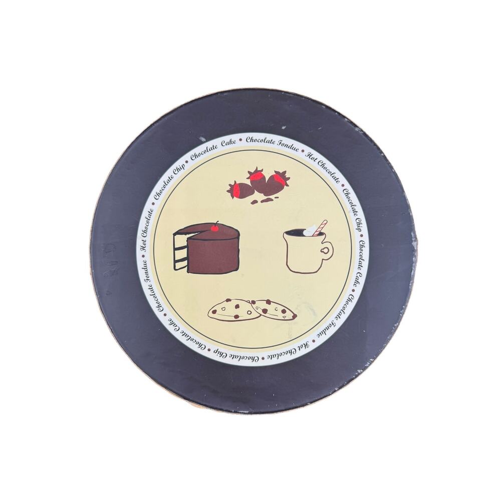 World Market Chocolate Treats Dessert Plates Set of 4 with Storage Box